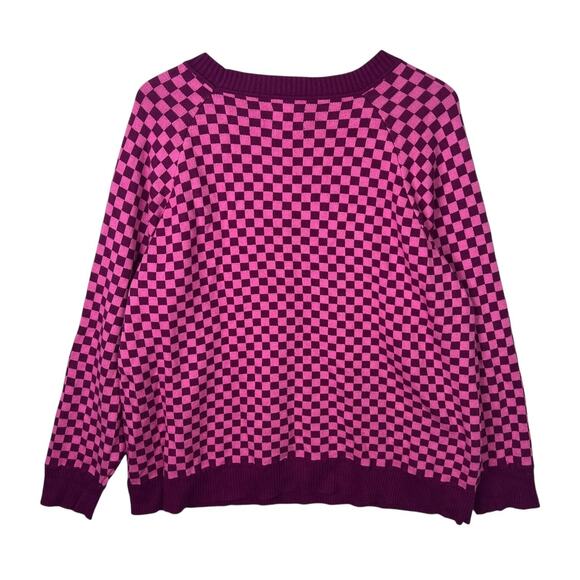 Future Collective Gabriella Karefa-Johnson Pink Purple Checkerboard Sweater 1X - Picture 2 of 6